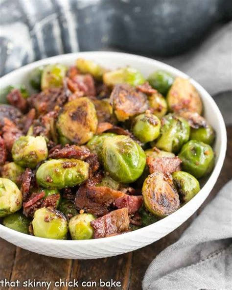 Maple mustard brussels sprouts, a simple roasted brussels sprouts recipe featuring shallots, maple syrup, stone ground mustard. Maple Syrup Mustard Glazed Brussels Sprouts - That Skinny ...