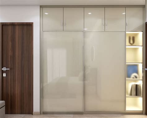 Modern Compact Wardrobe With Beige Colour Laminate Livspace