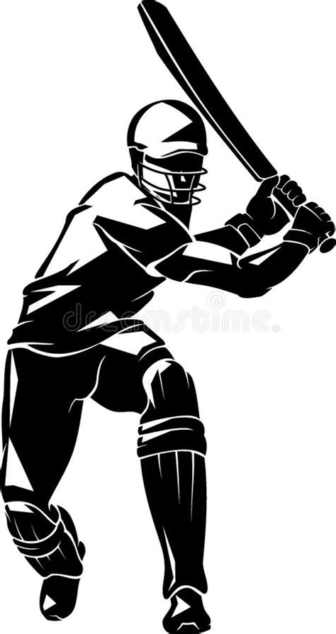 Contour Doscillation De Batte De Joueur De Cricket Illustration Stock
