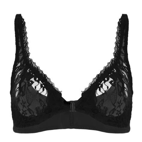 Sexy Women 14 Cup Open Front Hole Bra Sheer Netted See Through Non