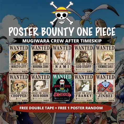 Jual Set Poster Bounty One Piece Mugiwara Kru After Time Skip Ukuran A Free Perekat Double