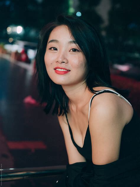 Asian Young Woman Portrait At Night In City By Stocksy Contributor