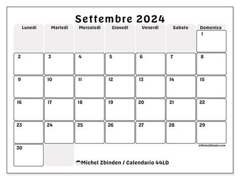 Calendario Settembre 2024 Da Stampare “44ld” Michel Zbinden Ch