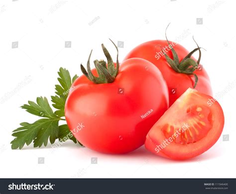 Tomato Vegetables And Parsley Leaves Still Life Isolated