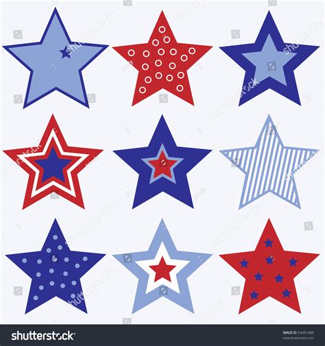 Set Of Red White And Blue Stars Vector 54491488 Shutterstock
