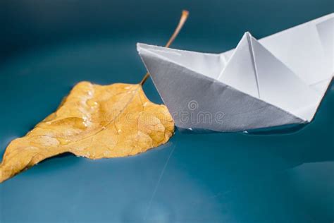 Autumn Leaf Paper Boat Water Surface Stock Photos Free And Royalty Free