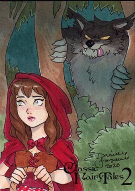 little red riding hood in the forest with the big bad wolf in the classic fairy tales fairy