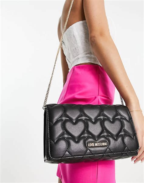 Love Moschino Heart Quilted Crossbody Bag In Black Asos