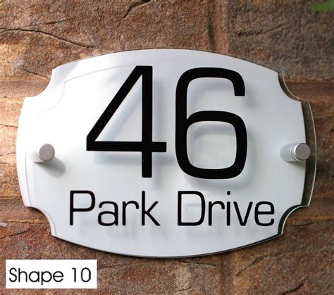 Modern House Sign Door Number Street Name Address Plaque Glass Effect