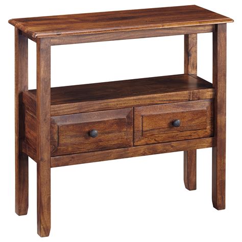 Ashley Signature Design Abbonto 1318985 Acacia Solid Wood Accent Table