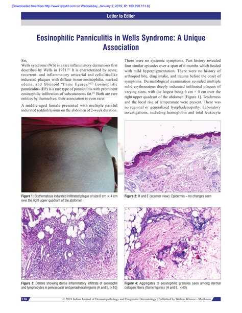 Pdf Eosinophilic Panniculitis In Wells Syndrome A Unique Association