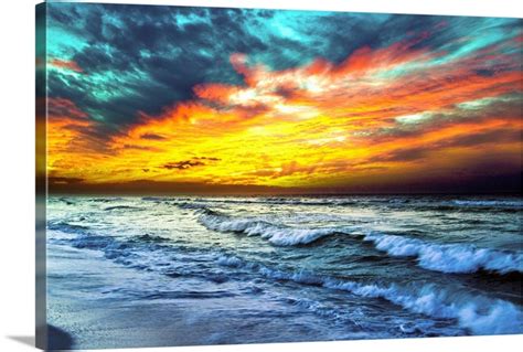 Cold Angry Sea Co Waves Breaking On Destin Beach Fl Wall Art Canvas