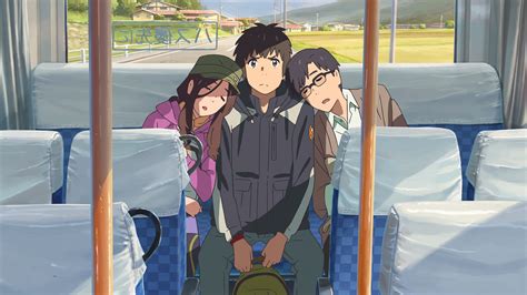 2560x1440 Resolution Three Person Anime Characters Makoto Shinkai