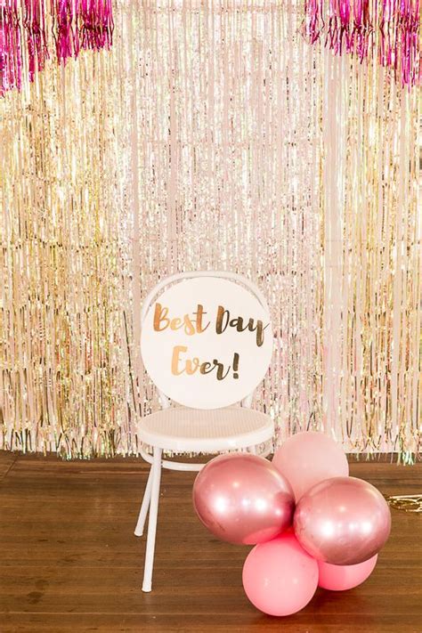 Pink And Gold Backdrop For A Neon Glitter 8th Birthday Girlparty