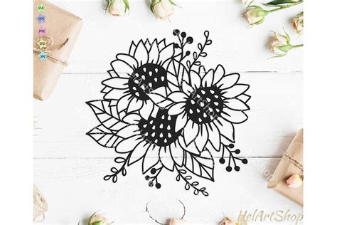 Sunflower Bouquet Svg Free Layered Svg Cut File Download All Free