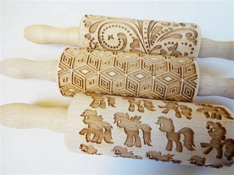 2 3 4 Or 5 Any Pattern Kids Rolling Pin Set Wooden Laser Etsy