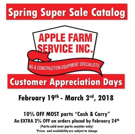 The 2018 Customer Appreciation Days Apple Farm Service Inc