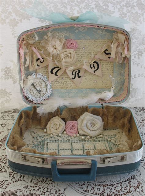Vintage Suitcase Wedding Card Box Wedding Card Holder Shabby