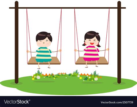 Children On Swing Royalty Free Vector Image Vectorstock