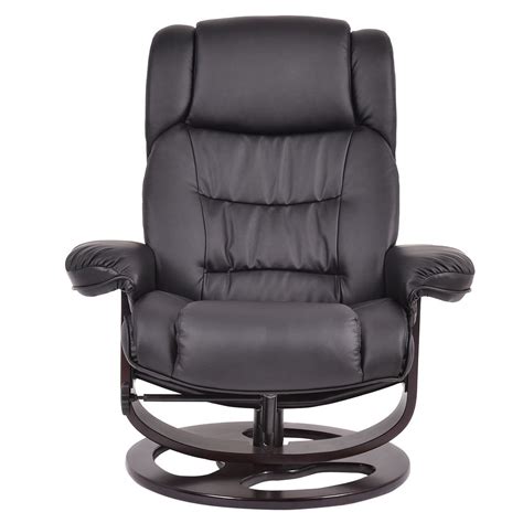 Pu Leather Executive Leisure Swivel Recliner Chair W Ottoman By