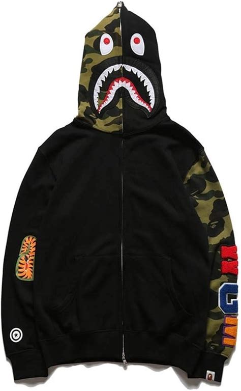 Bape Ape Shark Streetwear Sweatshirts Full Zip Jacketunisex Bape Ape