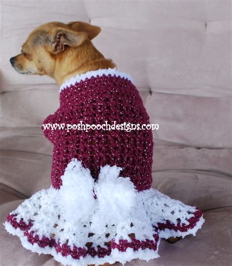 Posh Pooch Designs Dog Clothes New Crochet Pattern Release Winter Berry Dog Sweater Dress