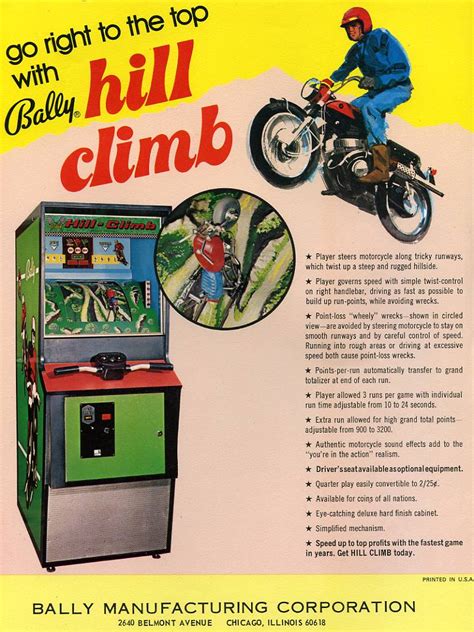 1972 Bally Hill Climb Coin Operated Arcade Driving Game