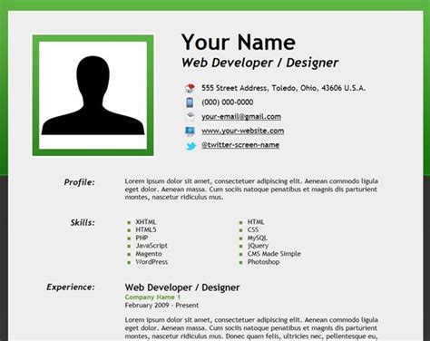 create  html microdata powered resume
