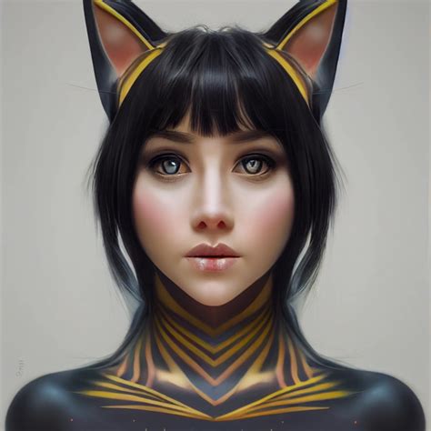 Symmetric Face Beautiful Cat Girl Photorealistic Midjourney