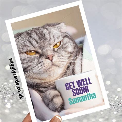 Grumpy Cat Get Well Soon Card Personalised A5 Etsy