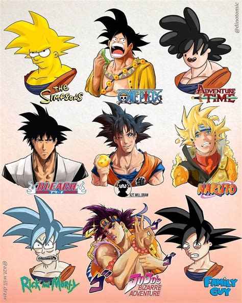 Dragon Ball Legends On Instagram Goku Drawn On Different Anime Styles