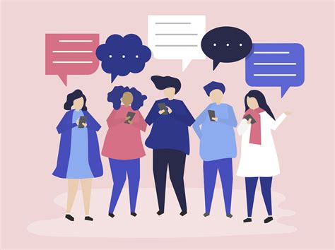 Characters Of People Chatting Through Smartphones Illustration
