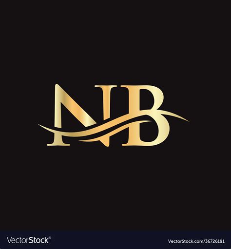 Initial Linked Letter Nb Logo Design Modern Vector Image