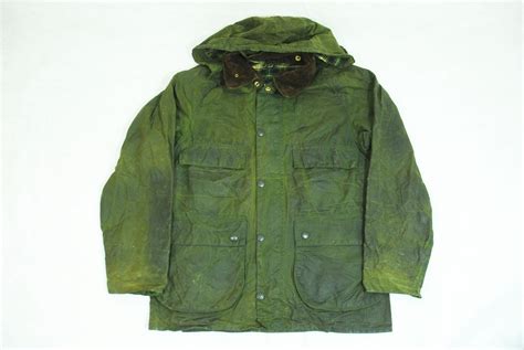 rare 80 s vintage green barbour 2 crest waxed bedale country jacket 38 with hood by