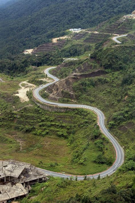 Mountain Road Aerial View Curve Car Road Switzerland Winding Road