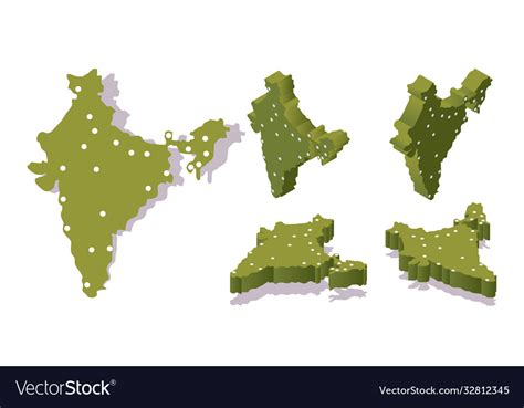 Various Isometric Views 3d India Map With Main Vector Image