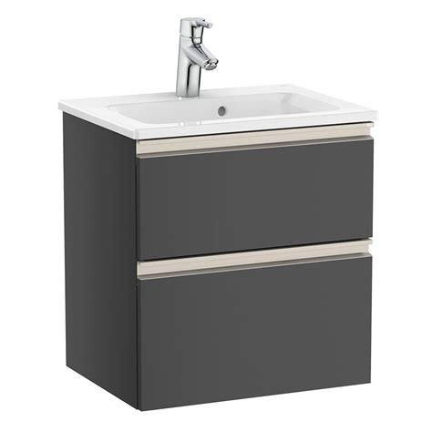 Roca The Gap Compact Mm Anthracite Grey Wall Hung Vanity Unit And