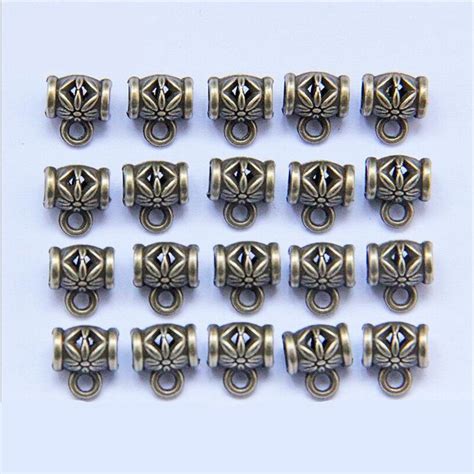 20pcs Flower Hollow Curved Tube Spacer Beads Charms Pendant Fits
