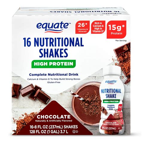 Equate High Protein Nutritional Shakes Chocolate 8 Fl Oz 16 Ct