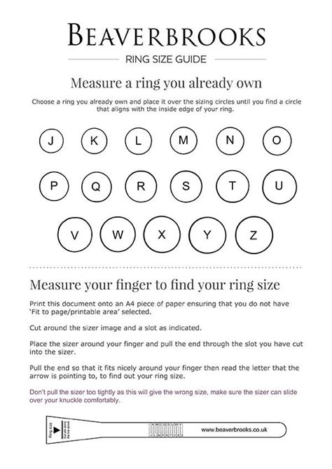 Pandora Ring Size Chart Printable