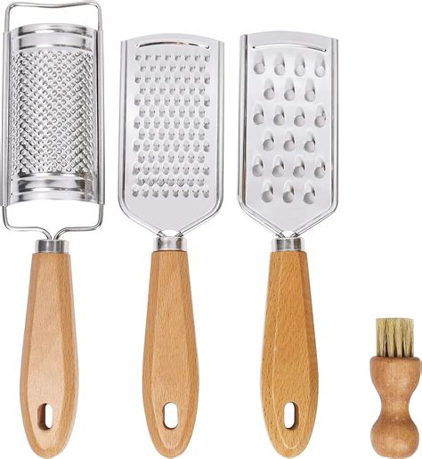 Laibo Hand Held Cheese Graters With Cleaning Brush Set Mini Stainless