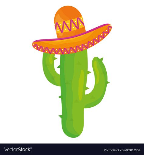 Cactus Plant With Mexican Hat Royalty Free Vector Image