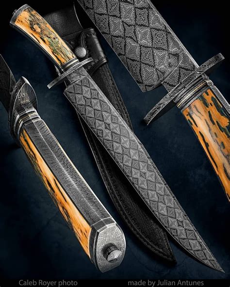 This Is A Bowie With 14 14 Mosaic Damascus Blade And Mammoth Ivory
