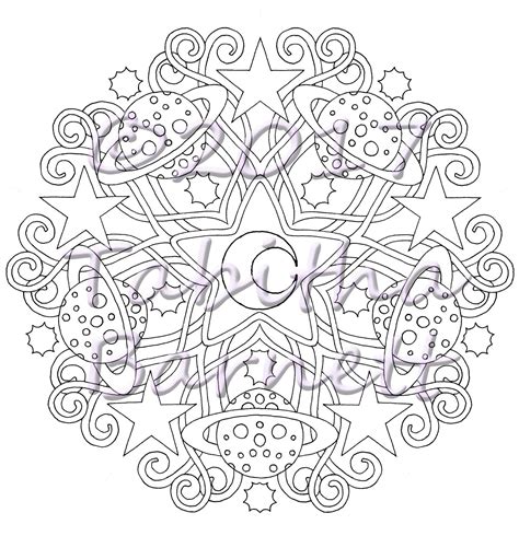 Celestial Mandalas Coloring Pack 7 Hand Drawn Mandala Tabbys