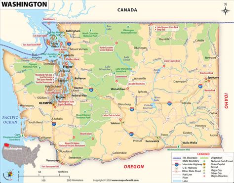 Large Detailed Tourist Map Of Washington With Cities And Towns Intended