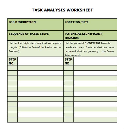 Printable Task Worksheet