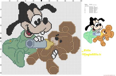 Baby Goofy With Teddy Bear Free Cross Stitch Patterns Simple Unique