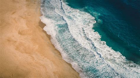 Aerial View Beach Sand And Ocean Waves Wallpapers Wallpaper Cave