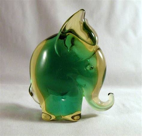 Murano Glass Elephant Made For Camer Glass 1960s Blue Green Vase