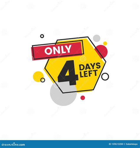 Only 4 Days Left Colorful Flat Sticker For Promotion Sale Countdown